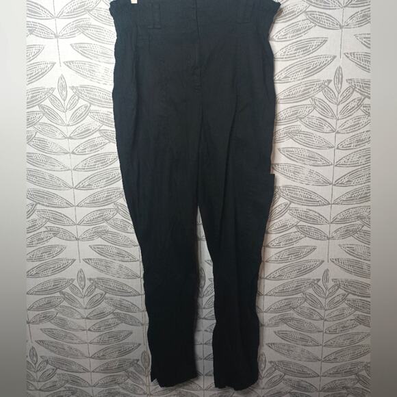 Elevenses Cargo Trousers Pants Linen Blend Black Anthropologie - Picture 1 of 7